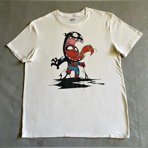 Marvel Spider-Man Men’s T-Shirt White Size Large Venom Morphing Design